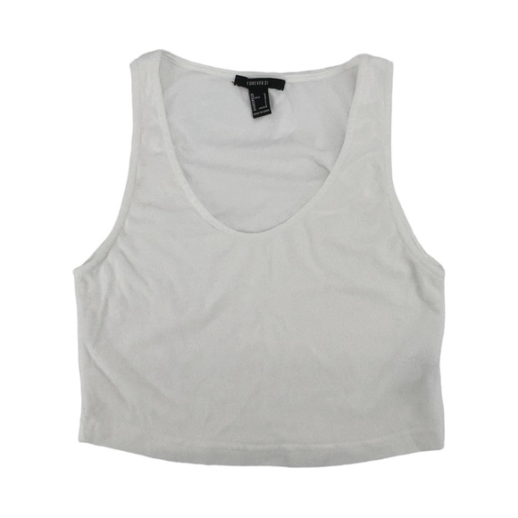 Forever 21 White Terry Cloth Crop Tank Top Size Large Women’s - Picture 1 of 5